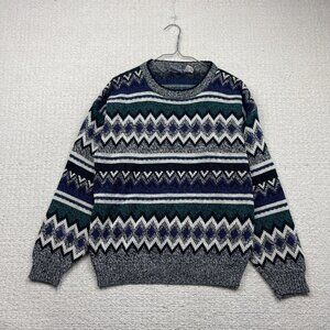 VTG Todays News Sweater Mens M Multicolor Retro Geometric Aztec Pullover Cozy